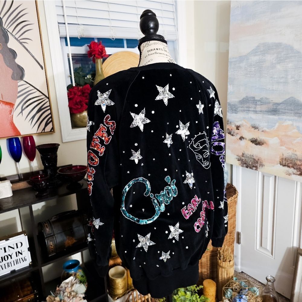 Vtg 80's Bonnie Boerer Velour Embellished Iconic Hollywood Club Scene Sweater. - Picture 15 of 15